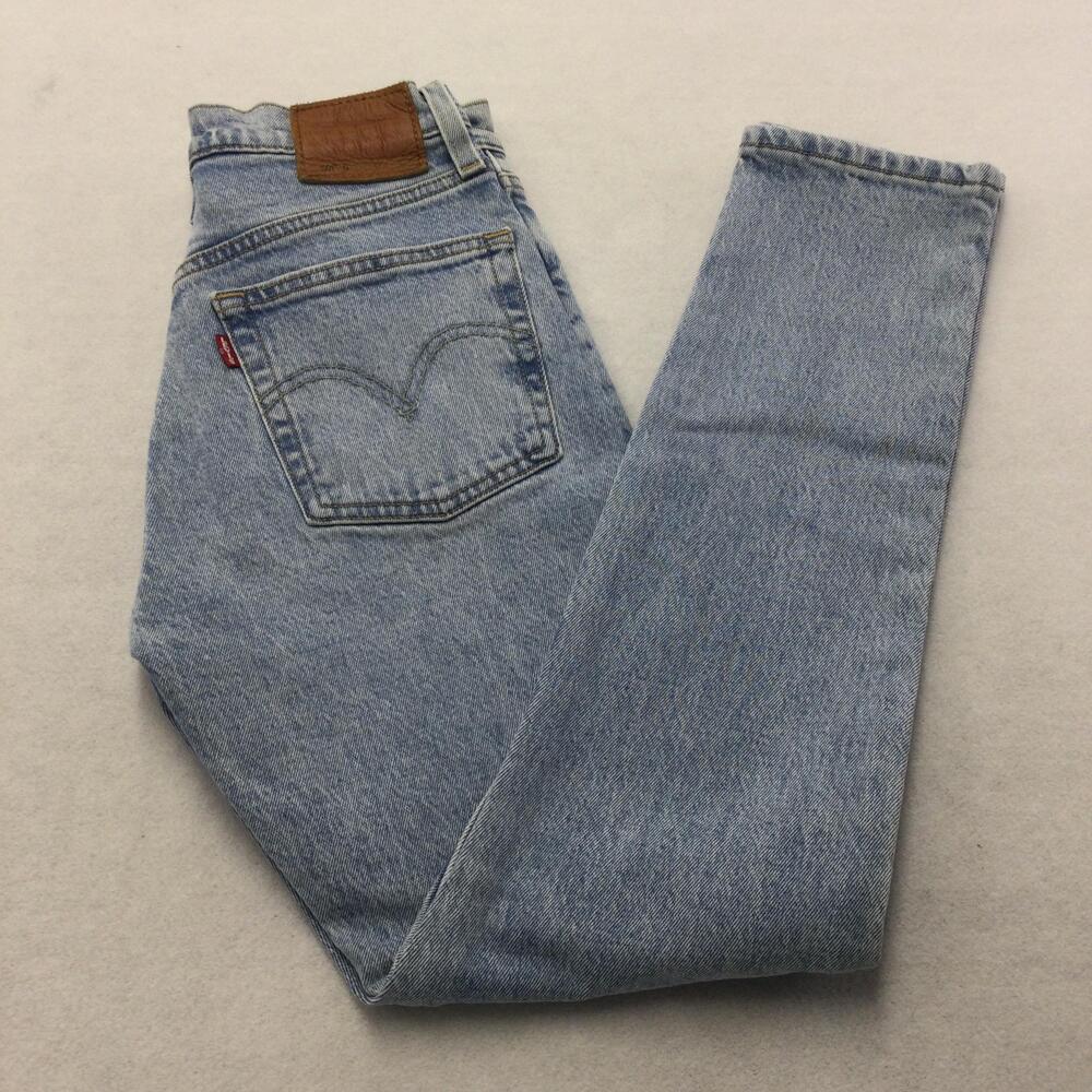 Levis 501 Skinny Jeans Womens W24 L28 Blue Light Wash High Rise Stretch Denim